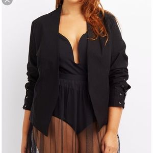Lace up sleeves blazer